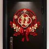 Pegatinas para Puerta de Habitación con Temática de Boda con Lazo Dorado Brillante y Personaje de Doble Felicidad 3D para Decoración de Boda