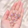 Cuentas redondas con agujero pasante de ojo de gato con lámina dorada degradada, cuentas de cuentas, cadena para teléfono móvil hecha a mano, llavero, cadena para bolso, accesorios de joyería