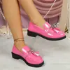 Zapatos de Mujer de Estilo Británico Fu de Comercio Exterior, Gruesos, con Tacón Grueso, Talla Grande, para Primavera y Otoño, Slip-on, Borlas, Nuevos, Venta al por Mayor