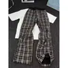 Pantalones casuales de verano para hombre, finos, plisados, diseño de bloques de color, estilo retro americano, holgados, adelgazantes, largos.
