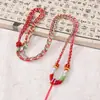 Cordón de colgante ajustable de ocho hebras en color degradado con nudo de diamante, cordón para colgar regalo hecho a mano de jade estilo chino