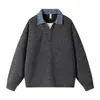 Ropa ACU para Hombre Sudadera con Cuello a Cuadros para Hombre, Textura Tejida Ajuste Holgado Manga Raglán Casual Vintage Top POLO