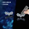 Pendientes de Plata de Ley S925 con Moissanita Color D Sonrisa Tres Diamantes Moda Nicho Sencillo Versátil Elegante Joyería para Orejas para Mujer