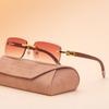 Gafas de sol de moda Hombres Sin Marco Patas de Madera Originales Gafas de tirachinas Hombres Modernas Marco Óptico de Madera Gafas de sol