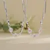 Collar de Zirconia Rosa Flor de Cerezo Estilo Chica Soñadora Coreana Doble Capa Diamante Blanco Cadena de Clavícula de Tres Flores Regalo de Cumpleaños