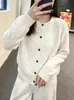 Cárdigan de Punto Calado con Cuello Redondo para Mujer 2026 Otoño Invierno Nuevo Holgado Adelgazante Suave Todo Lana Abrigo Suéter Top