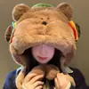 Gorro Pom-Pom de Peluche Oso de Peluche para Mujer, Gorro Cálido de Invierno a Prueba de Viento con Protección para los Oídos, Gorro Lei Feng, Gorro Engrosado con Forro de Felpa para Clima Frío