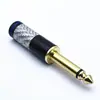 Plug de 6,35 mm Banhado a Ouro de Fibra de Carbono Cabeça de Solda Mono 6,5 Mixer Alto-falante Microfone Plug de Áudio de Duas Seções 6,5