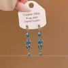Pendientes Exagerados Largos Azules con Borlas Super de Hada para Mujer, Estilo Minimalista, Diseño Único, Pendientes y Accesorios para Orejas Versátiles