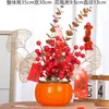 Vaso Plástico Cerâmico Imitação Shishi Ruyi, Resistente a Quedas, Flor Artificial Transfronteiriça, Vaso de Flores de Ano Novo, Saco da Sorte com Frutas Vermelhas, Casamento com Flores Secas
