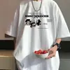 Verão 2026 novo design nicho estampa de desenho animado resistente camiseta masculina da moda marca fashion com mangas três quartos