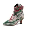 40-50 Talla Grande Europea Comercio Exterior Transfronterizo Otoño/Invierno Botas de Mujer Remaches Metálicos Tacón Medio Cremallera Trasera Botines Botas Cortas Mezclilla