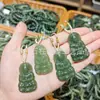 Colgante de Buda Guanyin de Jade Hetian Natural de Xinjiang, Candado Ruyi de Nube Auspiciosa de Hoja de Jade Hetian, Colgante de Jade Hetian