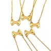 Estilo Japonés y Coreano Ins Nicho de Moda Simple Collar con Lazo Moda Femenina Alto Grado Acero de Titanio Cadena para Clavícula Oro de 18K
