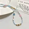 Colar Vibrante Fofo de Cachorro~Cachorrinho Cartoon Colorido Dopamina Design Feminino Versátil Acessórios de Corrente para Clavícula com Corda Trançada