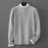 Suéter Jacquard de Lana Pura para Hombre, Nuevo Otoño e Invierno, Tejido Grueso, Jersey Casual de Manga Larga Holgada, Capa Base Cálida