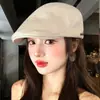 Gorra Plana Negra Bordada Simple Estilo Británico Sombrero de Pintor Retro Moda Femenina Circunferencia de Cabeza Grande Boina Pico de Pato