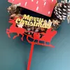 Decoração de bolo para assar no Natal série Vermelho Dourado Platina cartão de bolo acrílico feliz natal