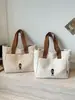 Bolsa de Ombro Feminina de Verão Simples e Artística com Bordado de Desenho Animado para Estudantes, Compras Diárias, Aulas Particulares e Bolsa Tote para o Dia a Dia