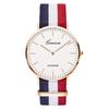 Reloj Clásico Simple Ultrafino de Esfera Grande Dos Agujas Combinación de Color Lona de Nailon Reloj de Cuarzo Reloj Casual para Parejas