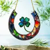 Día de San Valentín Transfronterizo Trébol de Cuatro Hojas de la Suerte Colgante de Disco Acrílico Decoración de Ventana Etiqueta Colgante para Porche Decoración Exterior