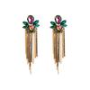 Aretes de borla bohemios japoneses y coreanos para mujer, aretes largos exagerados hechos a mano europeos y americanos, aretes de temperamento elegante y magnífico