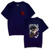 Comércio exterior nova animação preto trevo de quatro folhas trevo preto algodão manga curta T-shirt roupas casais de manga curta