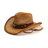 Comercio Exterior Venta al por mayor transfronteriza Sombreros de paja con estilo playero de primavera y verano, cortavientos y protectores solares para hombres y mujeres, estilo étnico, sombreros de paja estilo cowboy occidental europeo y americano