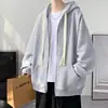 Nueva sudadera con cremallera para otoño e invierno para hombre, chaqueta casual holgada estilo Hong Kong, top con capucha versátil simple y moderno