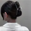 Presilha de Metal Grande Prateada para Cabelo Grosso, Presilha de Garra Geométrica, Acessório de Cabelo, Presilha Tubarão Coreana