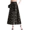 Pantalones Nueve Puntos de Seda de Hielo para Mujeres de Mediana Edad y Mayores, Ropa de Mamá de Talla Grande, Pantalones Falda Estampados Holgados, Cintura Elástica, Pantalones Finos de Pierna Ancha, Elegantes para Ir al Trabajo