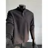 Camiseta Henley de Manga Larga Texturizada para Hombre, Primavera y Otoño, Estilo Americano Old Money, Ajuste Holgado Camiseta Interior