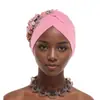 Amazon Aliexpress Nuevo Estilo Sombrero Floral de Color Sólido Sandía, Gorro Envolvente para la Cabeza, Sombrero Africano