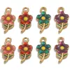 Acero Inoxidable Lindo Flor Colgante Doble Cara Gota de Aceite Accesorios DIY Colgante Pulsera Collar Aretes Accesorios