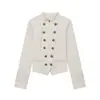 Moda europea y americana transfronteriza para mujer, popular en AliExpress, chaqueta elegante y versátil con cuello mao y diseño de botones