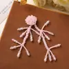 Chica Energética Juvenil Llamativo Borla Perla de Arroz Flor Flor de Arroz Aretes DIY de Verano Nicho Tachuelas Clip Lateral Accesorios de Broche