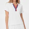 Camisa Polo Esportiva Transfronteiriça de Secagem Rápida para Mulheres Verão 2025 Camiseta de Manga Curta Gola Lapela Solta Casual Versátil Top para Uso Externo