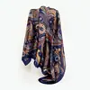 Lenço de Seda com Padrão Paisley Clássico Europeu e Americano para Mulheres, Lenço de Cabeça Versátil da Moda em Seda Sintética, Lenço Quadrado de 90cm, Atacado Transfronteiriço