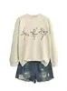 Moletom feminino casual, confortável e estiloso para Amazon, eBay, site independente, com linhas de três meninas dançando, novo modelo outono e inverno