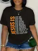Talla grande Amazon Independiente Wish AliExpress Camiseta de Mujer con Cuello Redondo Estampado de Letras