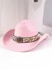 Sombrero de Vaquero Occidental de Fieltro Estilo Dulce y Fresco con Bordado de Piedras Preciosas y Ámbar Vintage, Sombrero de Sol a la Moda, Regalo de San Valentín