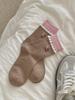 Calcetines Holgados de Terciopelo de Visón de Doble Hilo con Encaje, Tendencia, Simples, Lindos, Dibujo Animado de Cachorro, Algodón Puro, Estilo Academia para Niña
