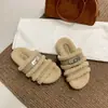 Pantuflas de pelo de celebridad de internet para usar al aire libre para mujer 2026 Otoño/Invierno súper calientes estilo coreano suaves pegajosas hebilla de hada suela gruesa medias pantuflas de pelo