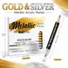 Marcadores Color Oro y Plata Transfronterizos de Amazon para Dibujo de Estudiantes, Álbumes de Fotos DIY, Tarjetas de Felicitación, Plumas Marcadoras de Doble Punta y Plumas para Capas de Color