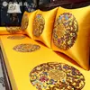 Almofada de sofá em mogno estilo chinês, nova almofada de móveis de madeira maciça de alta qualidade estilo chinês novo, conjunto de almofadas de cinco peças para cama Luo Han, almofada de assento personalizada