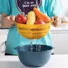 Balanza de lavado de verduras de doble capa con cesta de drenaje, juego de seis piezas para cocina y sala de estar, bandeja de lavado de frutas para el hogar, cesta simple de plástico para lavar arroz