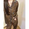 Pijama Feminino Estampa Leopardo Coreana Estampa Gatinho Verão 2025 Confortável Efeito Emagrecedor Conjunto para Casa Ins
