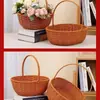 Cesta Creativa Tejida a Mano de Mimbre Sintético Cesta de Frutas Cesta de Almacenamiento Cesta con Asa de Mimbre Bolso Tejido Cesta de Flores Cesta de Verduras Recolección de Huevos
