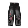 Jeans de mujer transfronterizos estilo American high street, pantalones de trabajo pesado con patchwork, pantalones casuales de pierna ancha con caída lavados vintage
