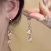 "Ballet de Sueño Dulce" Pendientes Dulces con Lazo para Niñas para Mujer, Exquisitos Pendientes Largos con Borla
